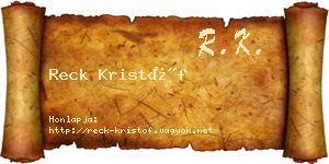 Reck Kristóf névjegykártya